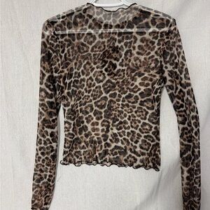 Fashion Nova Leopard Print Long Sleeve Top